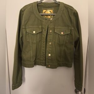 Michael Kors Cropped Green Cotton Jacket Size XL